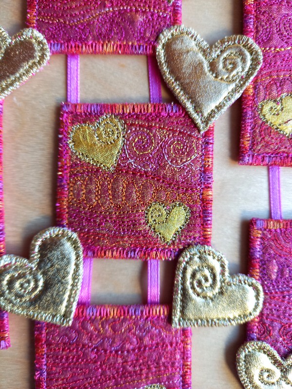 A detail from the Hearts wall hanging